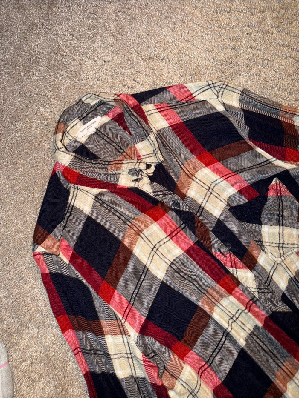 Men's Red and Navy Plaid Button-Up Shirt